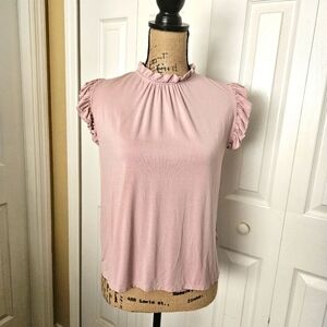 Express Light Pink Sleeveless Ruffled Blouse Size S
